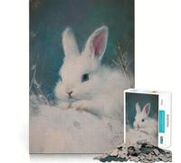 Rompecabezas de lógica de 1000 Piezas con diseño de Conejo Blanco para Adultos Juego de precisión con Bordes Lisos reuniones Familiares (38x26cm)