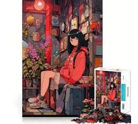 Rompecabezas de lógica de 1000 Piezas con estética de Chica Anime para Adultos,Corte de precisión,Bordes Lisos, reuniones Familiares (50x75cm)