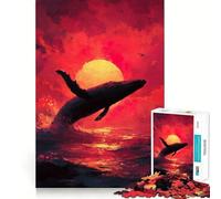 Rompecabezas de lógica para Adultos Ballena Saltando al Atardecer 1000 Piezas Corte de precisión Bordes Lisos reuniones Familiares (50x75cm)