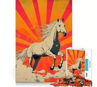 Rompecabezas de lógica para Adultos Caballo Blanco Corriendo 1000 Piezas Corte de precisión Bordes Lisos reuniones Familiares (50x75cm)