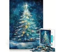 Rompecabezas de lógica para Adultos con diseño de árbol de Navidad en Acuarela 1000 Piezas Corte de precisión Bordes Lisos reuniones Familiares (38x26cm)