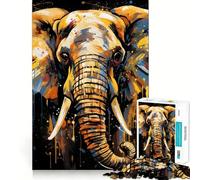 Rompecabezas de lógica para Adultos con diseño de Elefante Dorado Vibrante,1000 Piezas,Corte de precisión,Bordes Suaves, reuniones Familiares (38x52cm)