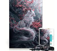 Rompecabezas de lógica para Adultos diseño de árbol de Cerezo Kitsune Blanco 1000 Piezas Corte de precisión Bordes Lisos reuniones Familiares (38x52cm)
