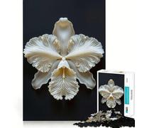 Rompecabezas de lógica para Adultos diseño de orquídea Blanca en Primer Plano 1000 Piezas Corte de precisión Bordes Lisos reuniones Familiares (38x52cm)