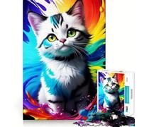 Rompecabezas de lógica para Adultos Gatito Blanco Salpicado de Pintura 1000 Piezas Corte de precisión Bordes Lisos reuniones Familiares (38x26cm)