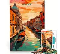 Rompecabezas de lógica para Adultos Viaje al Atardecer por los Canales de Venecia,1000 Piezas,Corte de precisión,Bordes Lisos, reuniones Familiares (38x26cm)