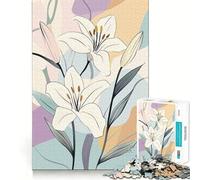Rompecabezas de lógica para Adultos White Lily Floral Art de 1000 Piezas con Cortes de precisión y Bordes Lisos reuniones Familiares (38x26cm)