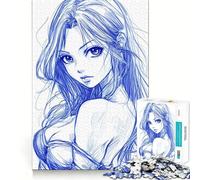 Rompecabezas de lógica Waifu Material Sketch de 1000 Piezas para Adultos Juego de lógica con Cortes de precisión y Bordes Lisos reuniones Familiares (38x52cm)