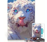 Rompecabezas de lógica White Tiger de 1000 Piezas para Adultos Juego de precisión con Bordes Lisos reuniones Familiares (38x52cm)