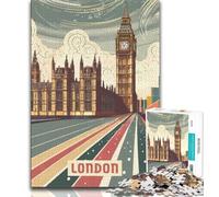 Rompecabezas de Londres de 1000 Piezas para Adultos y Adolescentes ¡Disfruta de Tus Vacaciones en casa! Cada Pieza es única Juego Familiar desafiante y Divertido 75x50cm