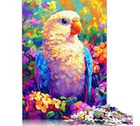 Rompecabezas de Loro Colorido Entre Flores, Juguete Educativo, Rompecabezas de cartón Premium para Adultos y niños, 1000 Piezas (26 x 38 cm)