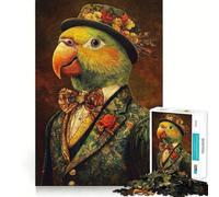 Rompecabezas de Loro con Traje para Adolescentes, 1000 Piezas, fortalece la Memoria, Alivia la tensión, Borde Liso, Sorpresa navideña (38x52cm)