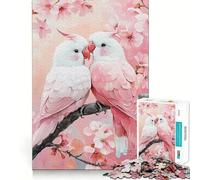 Rompecabezas de Loros Rosas en Flor para Adultos, 1000 Piezas, lógica Clara, Juguete, pasatiempo Tranquilo, Corte Perfecto, Regalo Elegante (38x26cm)