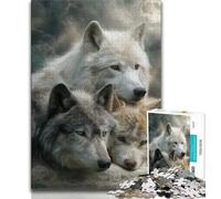 Rompecabezas de los Tres Lobos 1000 Piezas para adolescentesAyuda a ejercitar el cerebroJuguetes adictivos para Cultivar la Paciencia y la interacción Entre Padres e hijos38x26cm