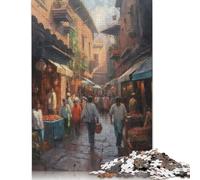 Rompecabezas de los Zocos de Marrakech, Marruecos, de Primera Calidad, 100% Reciclado, Rectangular, para Adultos, único, 1000 Piezas (38 x 26 cm)