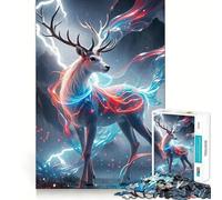 Rompecabezas de Luces de neón de Ciervo místico para Adolescentes, 1000 Piezas, Think Toy, diversión Relajante, Arte de Corte Limpio, Coleccionable (38x52cm)