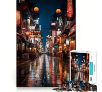 Rompecabezas de Luces de neón de Tokio para Adultos, 1000 Piezas Juguete Inteligente para el hogar Disfrute de un Corte preciso Decoración de Pared 50x75cm