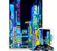Rompecabezas de Luces nocturnas de Tokio, Japón, para Adolescentes, 1000 Piezas, Juguete de lógica Resistente, antiestrés, Borde Transparente, Regalo clásico 38x26cm