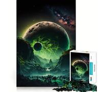 Rompecabezas de Luna Llena Verde neón para Adultos, 1000 Piezas, Juguete de Habilidad, Alivio de tensión, Corte preciso, Regalo preciado (38x52cm)