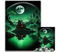 Rompecabezas de Luna Verde de 1000 Piezas para Adultos Padres, Parejas y Amigos. Edades 14+. 50x75cm/19,68x29,52 Pulgadas.