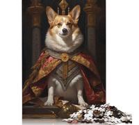 Rompecabezas de Madera 100% reciclada para Adultos, 1500 Piezas (85 x 57 cm), Estilo Corgi Dog King.