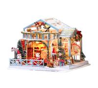 Rompecabezas de Madera 3D, Caja de música Madera navideña con Nieve Nocturna, minicasa, Kit Bricolaje, 200 Piezas, Cubierta Vidrio, Regalo Escritorio