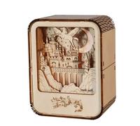 Rompecabezas de madera 3D castillo musical caja de música con luz nocturna y Bluetooth - DIY maqueta de cumpleaños