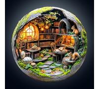 Rompecabezas De Madera 3D For Adultos, Rompecabezas De Visión Estereoscópica 3D For Decoración del Hogar En Salas De Estar, Salas De Estudio, Dormitorios Y Otros Espacios(3D Mossy Library)