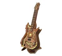 Rompecabezas de Madera 3D, Kit de construcción Guitarra DIY 3DWood con Luces LED y Cuerdas for Adultos, coleccionistas, Regalo, decoración(Chord Guitar)