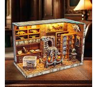 Rompecabezas de madera 3D para adultos, casa de muñecas en miniatura, kit de rincón de libros, kit de modelo LED integrado, museo de dinosaurios, kit de rincón de libros, rompecabezas de madera 3D