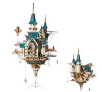 Rompecabezas de madera 3D para adultos, kit de modelo de castillo steampunk de fantasía, construcción de bricolaje con luces LED, decoración de exhibición premium y regalo para adultos y adolescentes