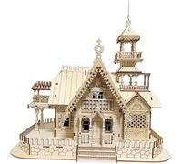 Rompecabezas de madera 3D para casa de campo, 14.8 x 11.4 x 15.4 pulgadas, kit de modelo de construcción de casa de troncos, rompecabezas para adultos, ideal para exhibición de escritorio y