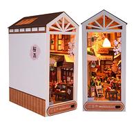 Rompecabezas de madera 3D para casa de muñecas con sensor de luz, estante de libros, estantería de madera, modelo de construcción (TC17)