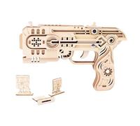 Rompecabezas de madera 3D, pistola de banda de goma, pistola de juguete de madera, kits de modelos mecánicos para construir, bricolaje