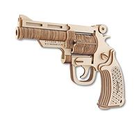 Rompecabezas de madera 3D, pistola de goma de goma, pistola de juguete de madera, kits de modelos mecánicos para construir, kit de manualidades, regalos de idea para cumpleaños y Navidad