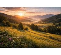 Rompecabezas de Madera Amanecer en el Valle Verde, 1000 Piezas para Adultos, Paisaje Rural panorámico. (Nature ; 1000 Piece)