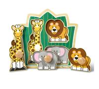 Rompecabezas de madera con clavijas gigantes de animales de safari de Melissa & Doug Jungle Friends
