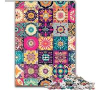 Rompecabezas de Madera con Collage de Flores y Mandalas para Adultos, 50x75cm Entretenimiento Relajante, Navidad y decoración del hogar