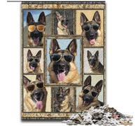Rompecabezas de Madera con Collage de Pastor alemán para Adultos, 26x38cm, Ideal para decoración del hogar, Juego de ingenio para Adolescentes y familias