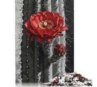 Rompecabezas de Madera con diseño de Flor de Cactus roja para Adultos y Adolescentes, 1000 Piezas (75 x 50 cm)