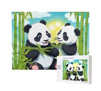 Rompecabezas de madera con dos pandas felices, 500 piezas, rompecabezas horizontal, ocio familiar y desafío cerebral