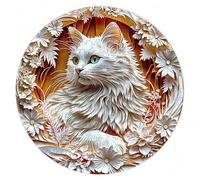 Rompecabezas de Madera con Efecto Visual 3D Diseño de Animal Blanco en Entorno Floral Juego Desafiante para Unión Familiar Decoración de Pared Moderna y Única (M-20×20 cm)