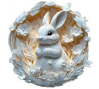 Rompecabezas de Madera con Efecto Visual 3D Diseño de Animal Blanco en Entorno Floral Juego Desafiante para Unión Familiar Decoración de Pared Moderna y Única (S-14×14 cm)