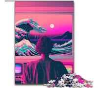 Rompecabezas de Madera con estética Vaporwave para Adultos, tamaño 50x75cm, Entretenimiento Relajante, Navidad y decoración del hogar.