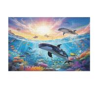 Rompecabezas de madera con fondo marino de un banquete de peces, para adultos, puzles de 1000 piezas para adolescentes y niños, juegos desafiantes (75 x 50 cm)