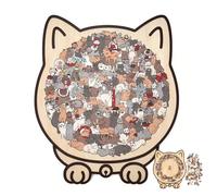 Rompecabezas de madera con forma de gato de 135 piezas, enmarcado por adorables contornos de gatos, rompecabezas en forma de gato, decoración del hogar, como regalo de decoración del hogar (D)