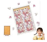 Rompecabezas de madera con forma de gato de madera, rompecabezas de madera con un marco, rompecabezas apilables de madera de gatos multicolores, regalos para amantes de los gatos, decoración de