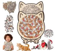 Rompecabezas de madera con forma de gato Morandi de 135 piezas, rompecabezas de madera con forma de gato 2025, rompecabezas de madera con forma de animal único, regalos creativos para los amantes de