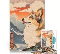 Rompecabezas de Madera con Forma de Perro Welsh Corgi para Adultos 1000 Piezas Juego de Memoria Ajuste Firme Montaje Seguro Juego de construcción de Conexiones significativas (50x75cm)