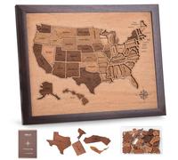 Rompecabezas de madera con mapa de Estados Unidos, 13 x 11, mapa de viaje de Estados Unidos con guía, rompecabezas de madera de 50 estados para viajeros, decoración interactiva de pared de mapa de EE